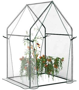 Outsunny Mini Sera Portabila 90x90x145cm cu 2 Usi cu Fermoar Transparent pentru Interior Exterior | Aosom Romania