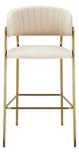 Scaun bar DASMIN TIP 2, bej/auriu, stofa catilfelata/metal, 54x54x109