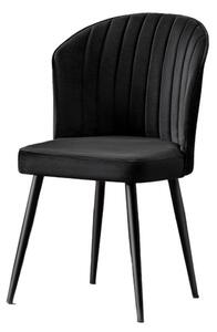 Set 4 scaune RUBI, negru, stofa catifelata/metal, 52x42x85 cm