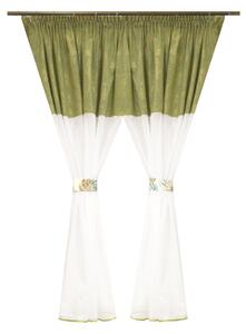 Perdea Velaria ploita alba cu asos verde, 280x145 cm