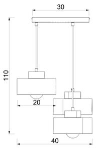 Candelabru suspendat pe cablu MARTI, 3 x E27, 15 W, 230 V, burgundiu/auriu