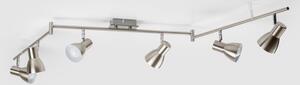 Plafonieră LED cu 6 spoturi, socluri E14, 6x5W, 230V, crom mat