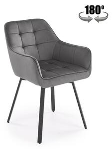 Scaun K588, gri - HLR 21, stofa catifelata/otel, 55x60x89 cm