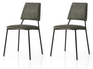 Set 2 scaune LIMA 4553 V2, gri inchis/negru, stofa catifelata/metal, 4