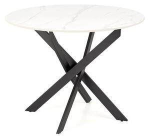 Masa EDGAR 2, alb/negru, ceramica/metal, 100x100x76 cm
