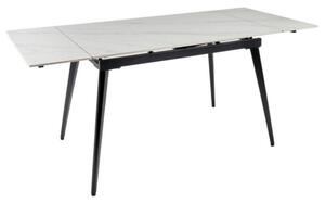 Masa extensibila REEF, alb cu efect de marmura/negru, ceramica/metal