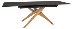 Masa extensibila LORETO, maro/stejar, sticla/ceramica/lemn, 180/230x90