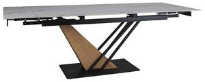 Masa extensibila GENESIS, alb cu efect de marmura/negru/stejar, 160/22