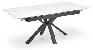 Masa extensibila PLATAN, alb cu efect de marmura/negru, piatra sinteri