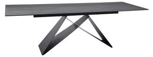 Masa moderna dining WESTIN, gri/negru, sticla/metal, 160-240x90x77 cm