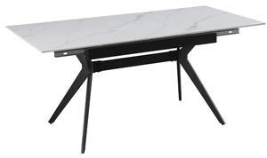 Masa extensibila MILS, alb cu efect de marmura/negru, ceramica/metal