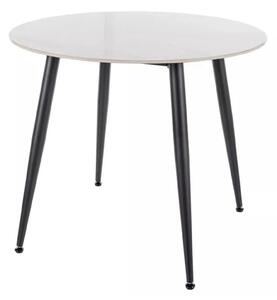 Masa RION, alb cu efect de marmura/negru, ceramica/metal, 90x90x76 cm