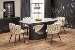 Masa extensibila OSMAN, alb efect marmura/negru, ceramica/metal, 160/2