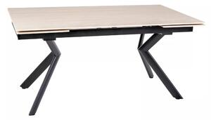 Masa extensibila NORTON, piatra travertin/negru, ceramica/metal, 160/2