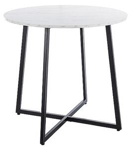 Masa LUNA, alb cu efect de marmura, PAL/metal, 90x76 cm