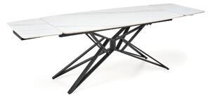 Masa extensibila ALFREDO, alb cu efect de marmura/negru, piatra sinter