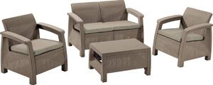 Set mobilier de gradina Corfu - Canapea+doua fotolii+masuta cafea Capuccino