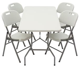 Set catering gradină - masă albă 180cm + 4 scaune