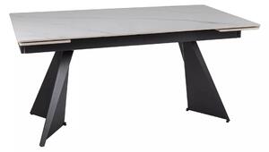 Masa extensibila LACONI, alb cu efect de marmura, ceramica/metal, 160/