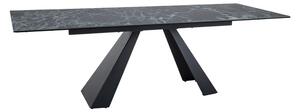 Masa extensibila SALVADORE, negru cu efect de marmura/negru, sticla/ce