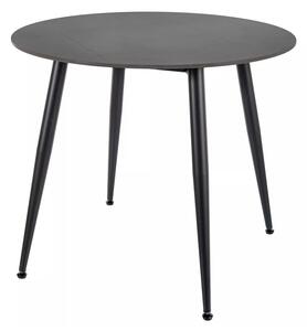 Masa RION, negru mat cu efect de marmura, ceramica/metal, 90x90x76 cm
