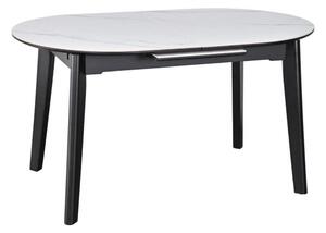 Masa extensibila ARES, alb cu efect de marmura/negru, ceramica/metal