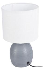 Lampă de masă decorativă cu abajur textil alb și bază ceramică gri, E14