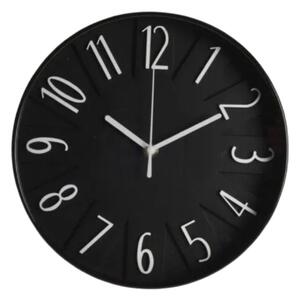 Ceas decorativ de perete, negru cu cifre albe, 24.8 cm, design modern