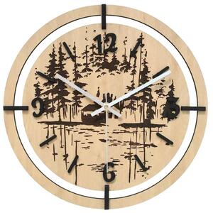 Ceas de perete din lemn cu model pădure 30 până la 50 cm | NILSE