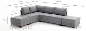 Canapea extensibilă de colț Fly Corner Sofa Bed Left - Grey