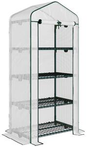 Outsunny Seră Verticală pentru Balcon și Terasă cu 4 Rafturi, Structură din Oțel și PE, 70x50x160 cm, Alb | Aosom Romania