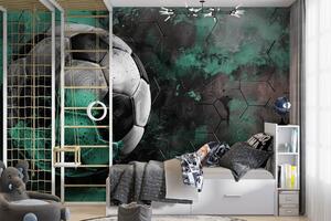 Fototapet Minge de fotbal pe un fundal verde și negru, Fototapet fotbal, Fototapet populare, w08618 - Tapeko.ro