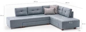 Canapea extensibilă de colț Manama Corner Sofa Bed Right - Light Blue