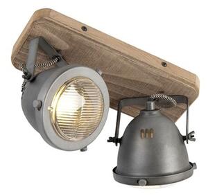 Spot industrial inteligent gri cu lemn incl. 2 WiFi GU10 - Emado