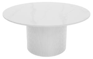 KONDELA Măsuţă de cafea, marmură albă/MDF, diametru 80 cm, MAHIR TYP 1