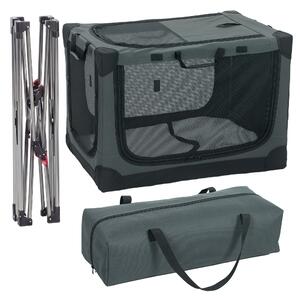 PawHut Cușcă de Transport Pliabilă pentru Câini și Pisici cu Pernă, Husă Lavabilă, Uși, din Oxford Respirabil 600D, 76x54x54 cm, Verde | Aosom Romania