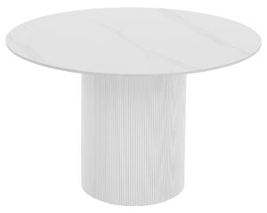 KONDELA Masă de sufragerie, marmură albă/MDF, diametru 120 cm, MAHIR TIP 1
