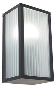 Lampă de perete inteligentă de exterior neagră cu sticlă canelată incl. WiFi A60 - Charlois