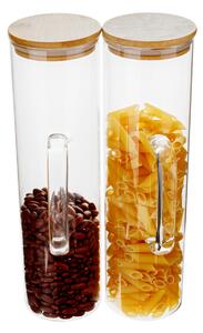 TEMPO-KONDELA TREVIA, borcane din sticlă, set de 2, cu mâner, sticlă/bambus