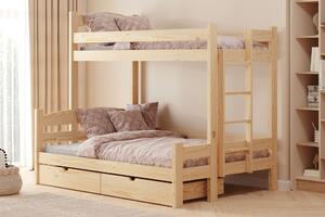 Pat supraetajat Lovic 90x200/120x200 cu sertare dreapta - pin