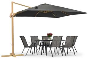 Umbrelă de grădină Siena 3x3m din lemn cu capac antracit Garden Point