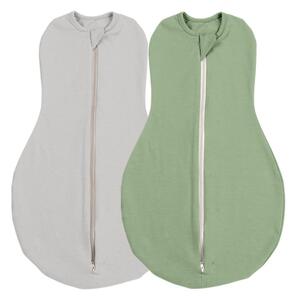 Set 2 sisteme de infasat cu fermoar dublu Kidizi SnugPod Grey Green S, pentru nou-nascuti 2.6-5 kg, 0.5 tog