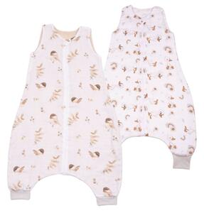 Set 2 saci de dormit cu picioare de vara din muselina 18-36 luni Kidizi Birdy Ducky, 0.5 tog
