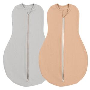 Set 2 sistem de infasat cu fermoar dublu Kidizi SnugPod Grey Peach S, pentru nou-nascuti 2.6-5 kg, 0.5 tog