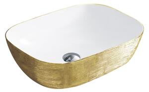 Lavoar baie pe blat 8217PG ceramica premium alb-auriu