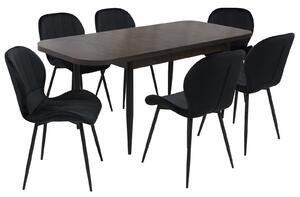 Set masă extensibilă Viena Wenge cu 6 Scaune Topaz Negru