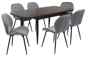 Set masă extensibilă Viena Wenge cu 6 Scaune Topaz Gri
