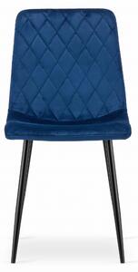 Scaun de masa din catifea albastra cu picioare negre, TURIN