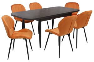 Set masă extensibilă Viena Wenge cu 6 Scaune Topaz Portocaliu