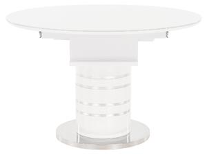 KONDELA Masă dining extensibilă, alb extra lucios HG, diametru 120x75 cm, ZAMON